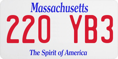 MA license plate 220YB3