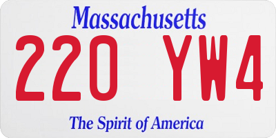 MA license plate 220YW4