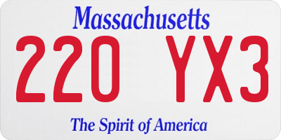 MA license plate 220YX3