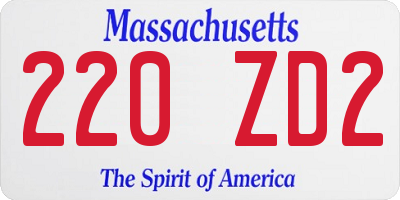 MA license plate 220ZD2