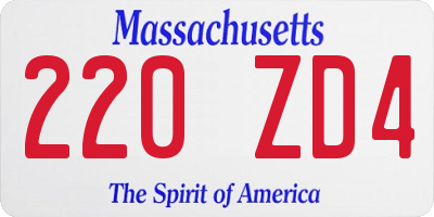 MA license plate 220ZD4