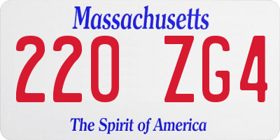 MA license plate 220ZG4