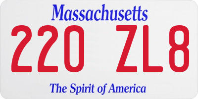 MA license plate 220ZL8