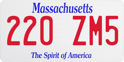 MA license plate 220ZM5
