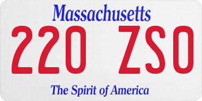 MA license plate 220ZS0