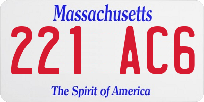 MA license plate 221AC6