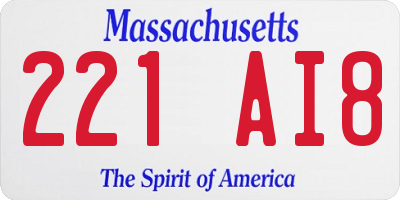 MA license plate 221AI8