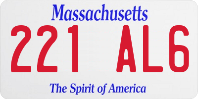 MA license plate 221AL6