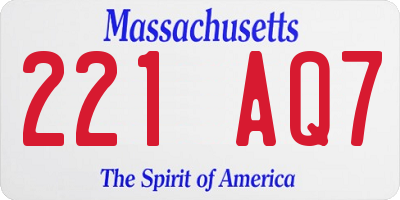 MA license plate 221AQ7
