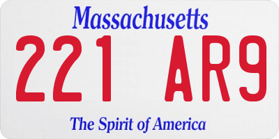 MA license plate 221AR9