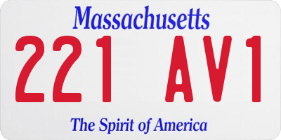MA license plate 221AV1