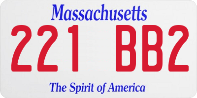 MA license plate 221BB2