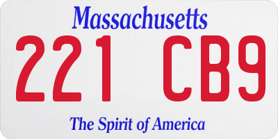 MA license plate 221CB9