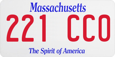 MA license plate 221CC0