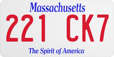 MA license plate 221CK7