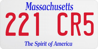 MA license plate 221CR5