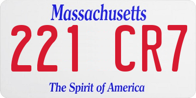 MA license plate 221CR7