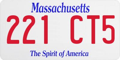 MA license plate 221CT5