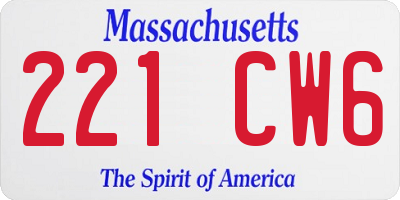 MA license plate 221CW6