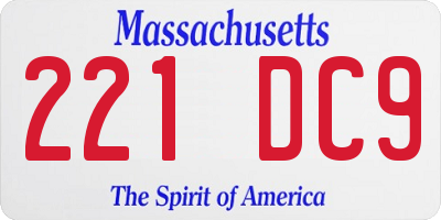 MA license plate 221DC9