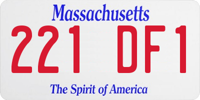 MA license plate 221DF1