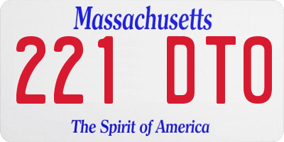 MA license plate 221DT0