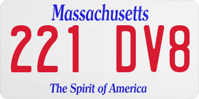 MA license plate 221DV8