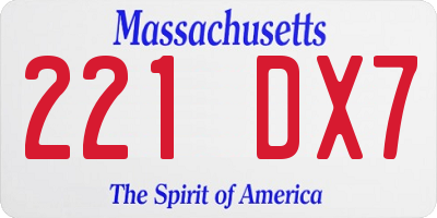MA license plate 221DX7
