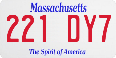MA license plate 221DY7