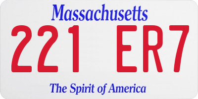 MA license plate 221ER7