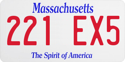 MA license plate 221EX5