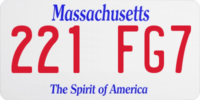 MA license plate 221FG7