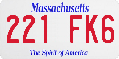 MA license plate 221FK6