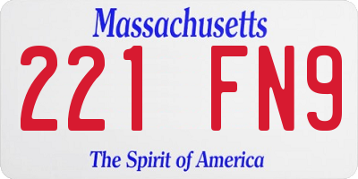 MA license plate 221FN9