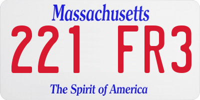 MA license plate 221FR3