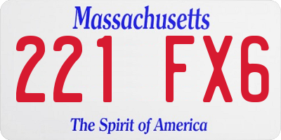 MA license plate 221FX6