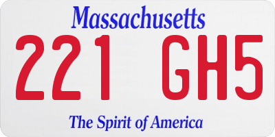 MA license plate 221GH5