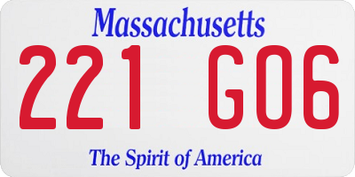 MA license plate 221GO6
