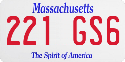 MA license plate 221GS6