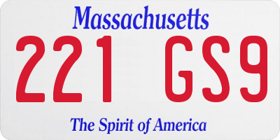 MA license plate 221GS9