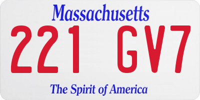MA license plate 221GV7