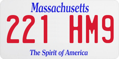 MA license plate 221HM9
