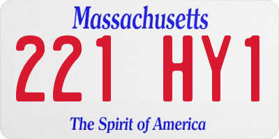MA license plate 221HY1