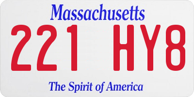 MA license plate 221HY8