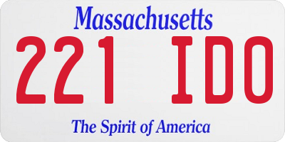 MA license plate 221ID0
