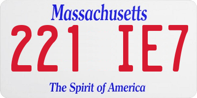 MA license plate 221IE7