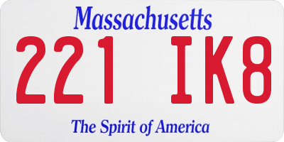 MA license plate 221IK8