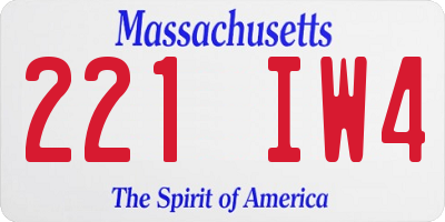 MA license plate 221IW4
