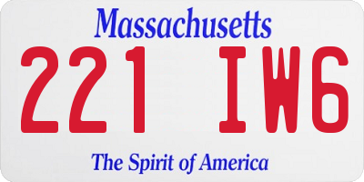 MA license plate 221IW6