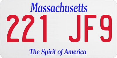 MA license plate 221JF9
